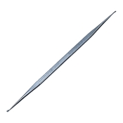 House Stapes Curette Slight Angle, Double Ended. Oval Cups Measure 3mm x 1.7mm and 3mm x 1.9mm. Overall Length 7 1/8" (181mm) 